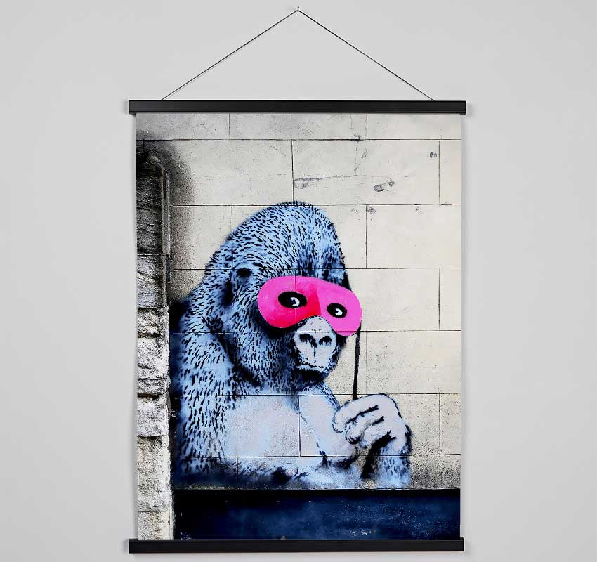 Pink Gorilla Mask Hanging Poster - Wallart-Direct UK