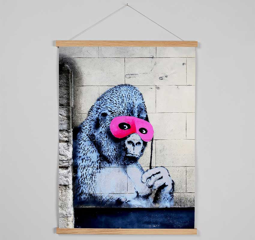 Pink Gorilla Mask Hanging Poster - Wallart-Direct UK