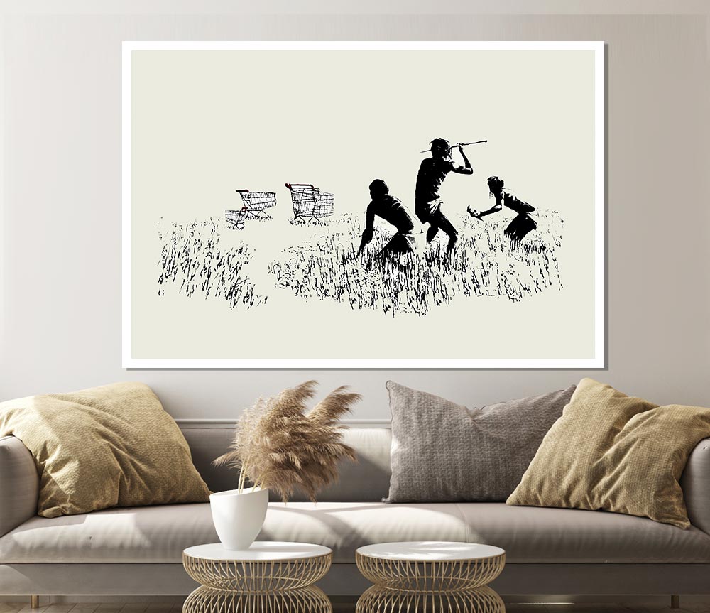 Trolley Hunters Cream Print Poster Wall Art