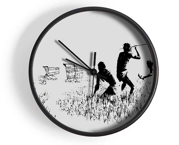 Trolley Hunters Grey Clock - Wallart-Direct UK