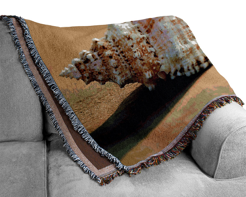 Whelk Shell On The Beach 2 Woven Blanket