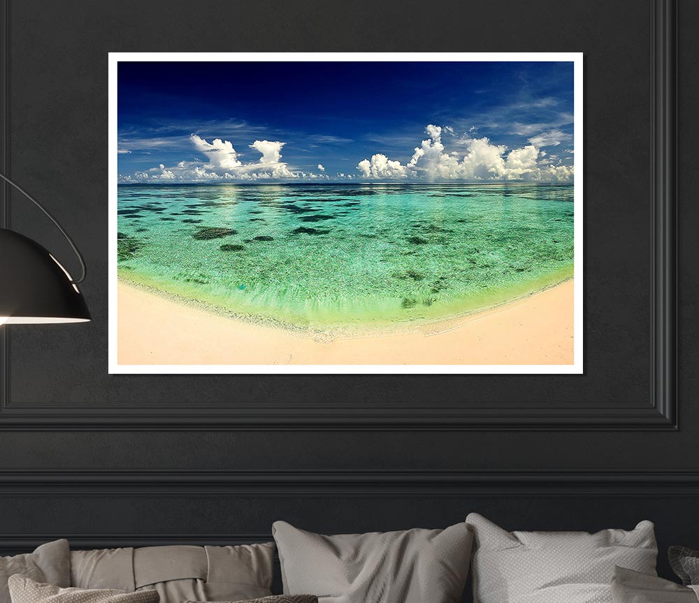 Emerald Ocean Beach Print Poster Wall Art