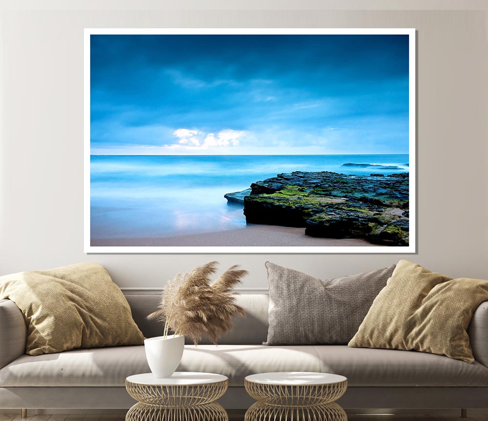 Beach Shore Blues Print Poster Wall Art