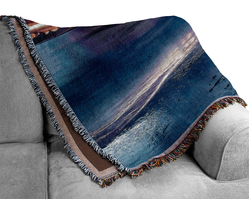 Beautiful Beach Sunset Woven Blanket