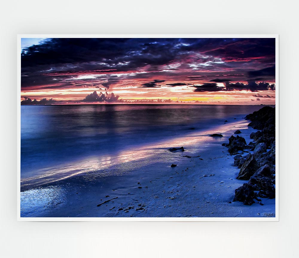 Beautiful Beach Sunset Print Poster Wall Art