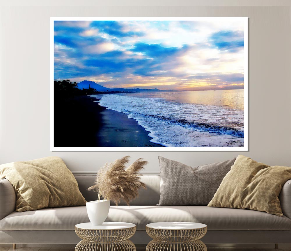 Blue Morning Sunrise Print Poster Wall Art