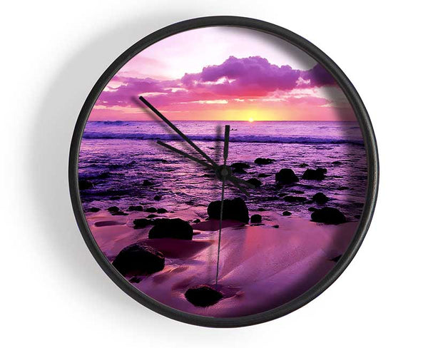 Lilac Ocean At The Crack Of Dawn Clock - Wallart-Direct UK