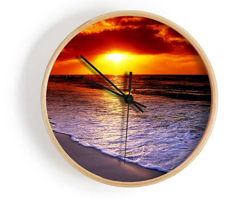 Red Ocean Shoreline Clock - Wallart-Direct UK