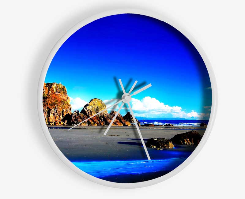 Rocky Blue Beach Clock - Wallart-Direct UK