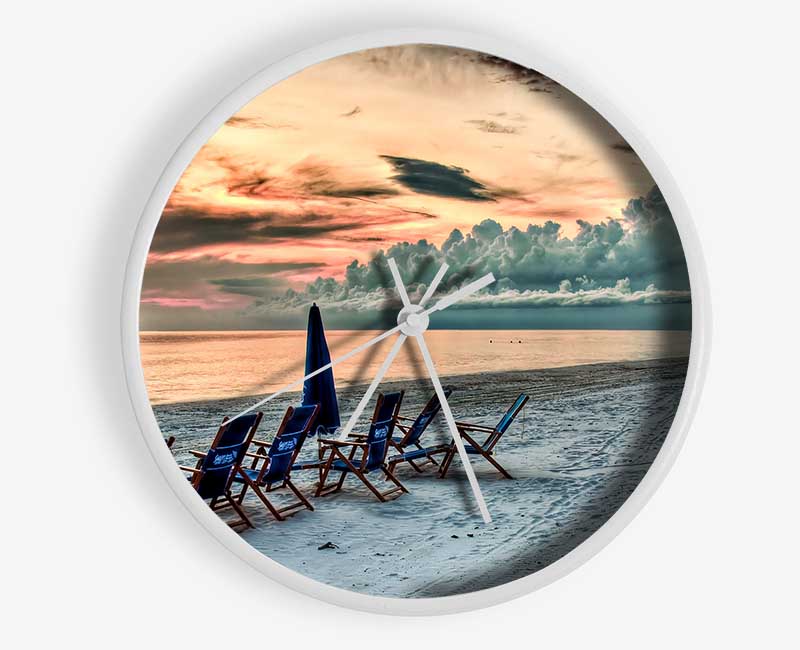 Seaside At Sunset Clock - Wallart-Direct UK