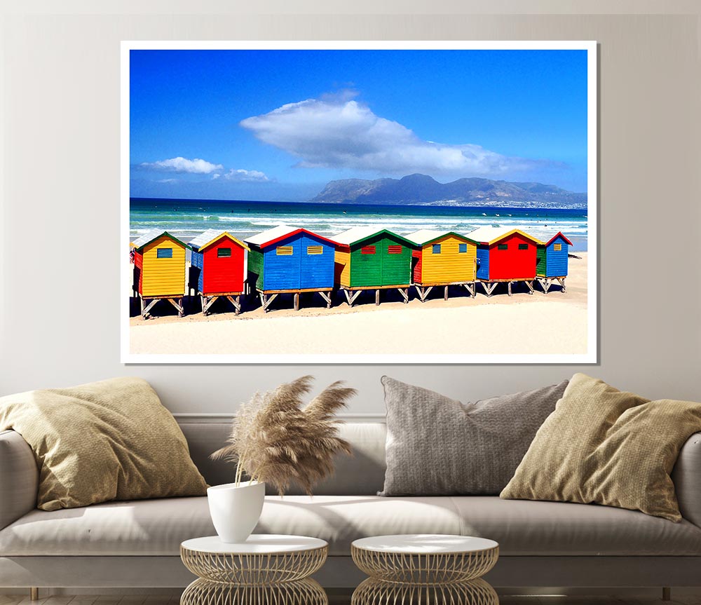 Beach Huts 2 Print Poster Wall Art