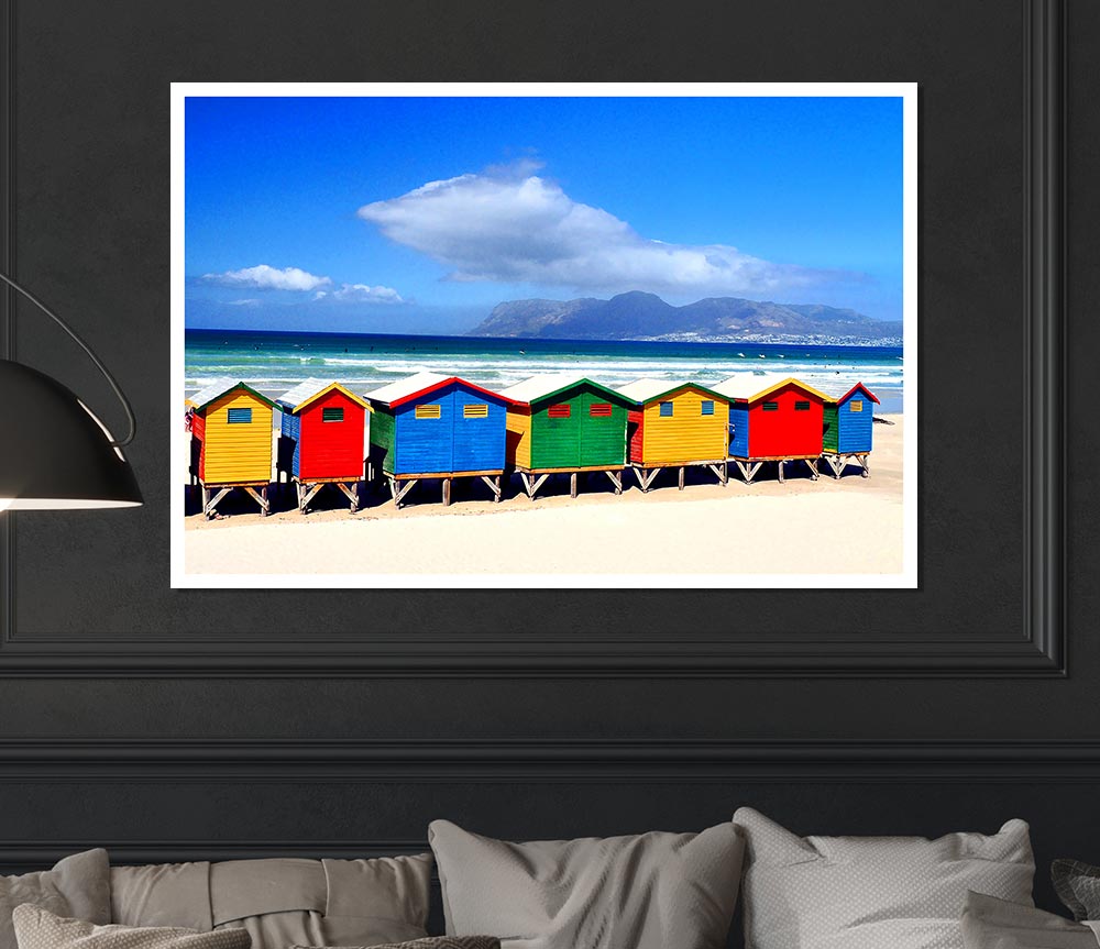 Beach Huts 2 Print Poster Wall Art