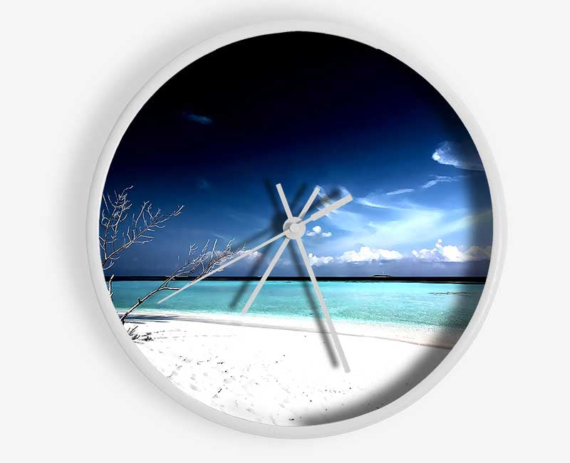 Perfect White Sands In The Dark Blue Skies Clock - Wallart-Direct UK