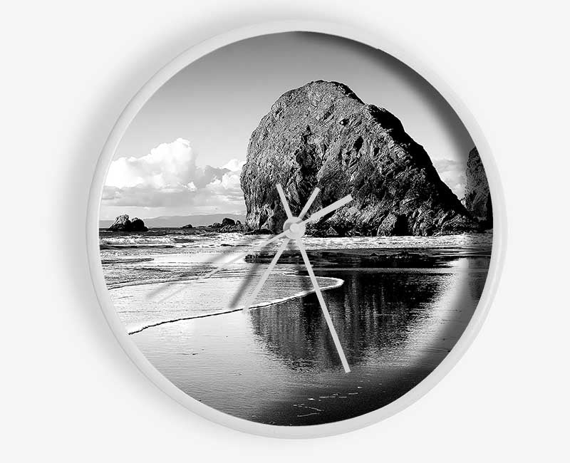 Magnificent Ocean Rocks B n W Clock - Wallart-Direct UK