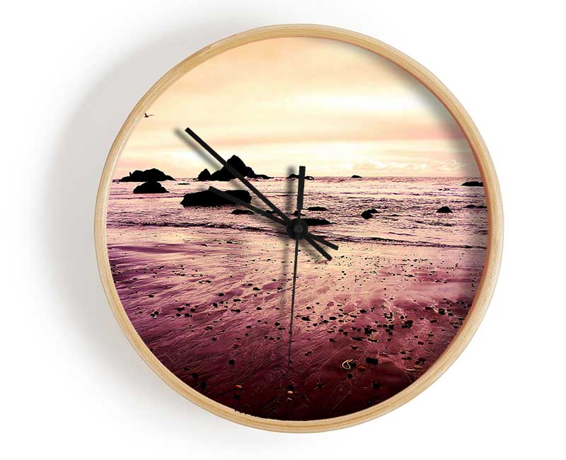 Peach Sunset Skies Clock - Wallart-Direct UK