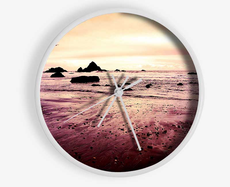 Peach Sunset Skies Clock - Wallart-Direct UK