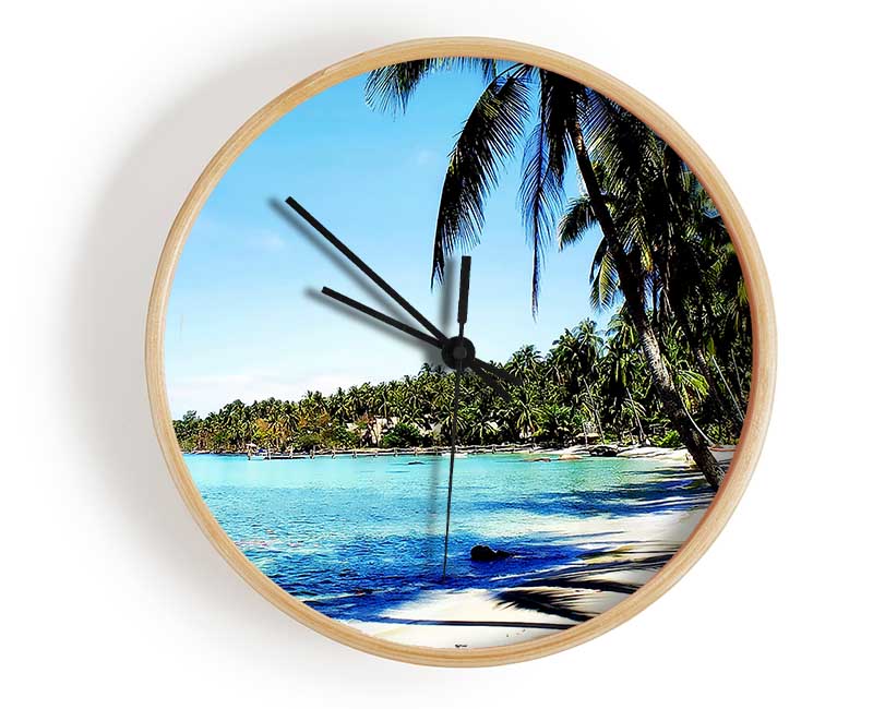 Relaxing Palm Tree Island Clock - Wallart-Direct UK