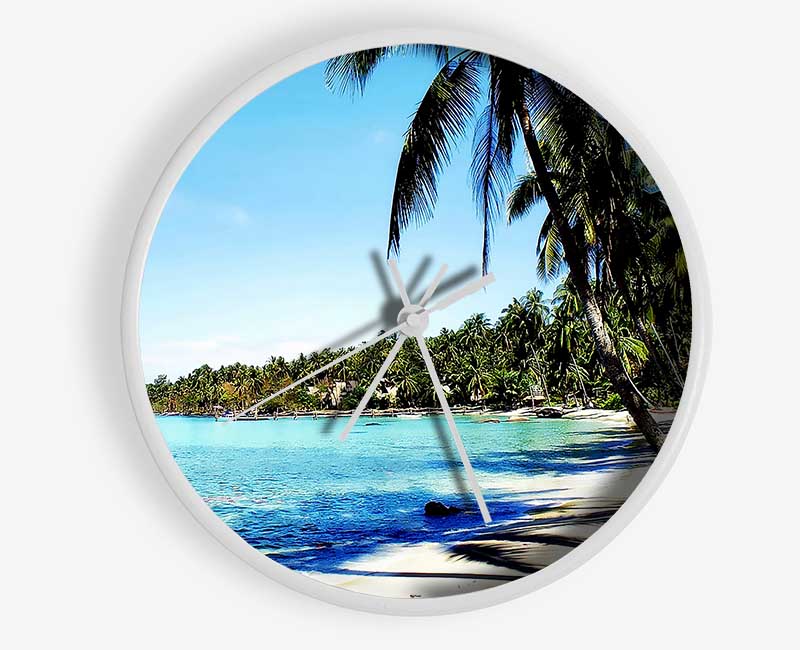 Relaxing Palm Tree Island Clock - Wallart-Direct UK