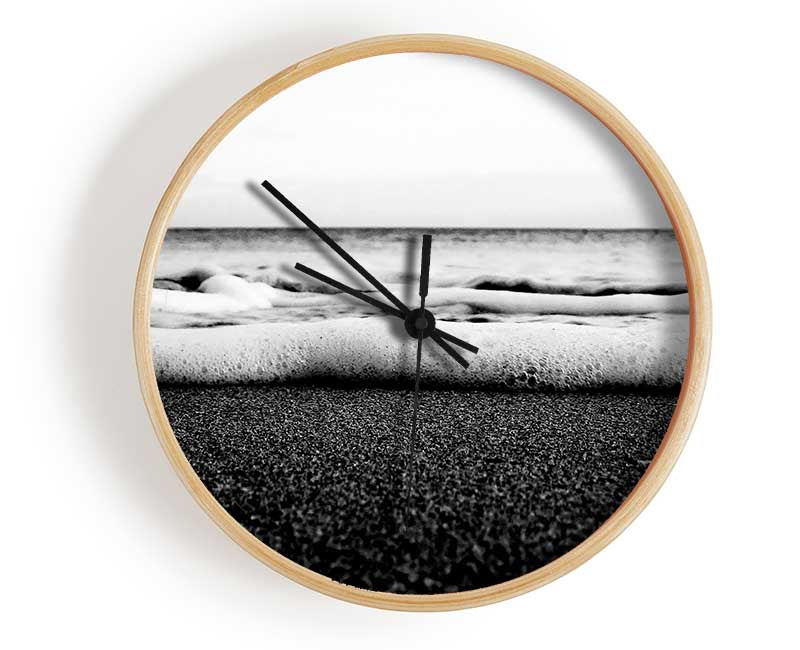 The Ebb Of The Ocean B n W Clock - Wallart-Direct UK