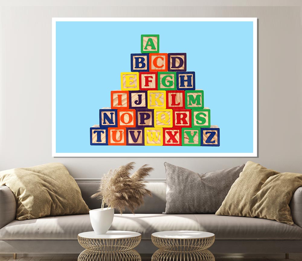 Alphabet Blocks Baby Blue Print Poster Wall Art