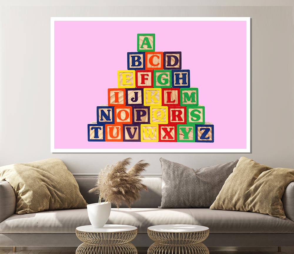 Alphabet Blocks Pink Print Poster Wall Art