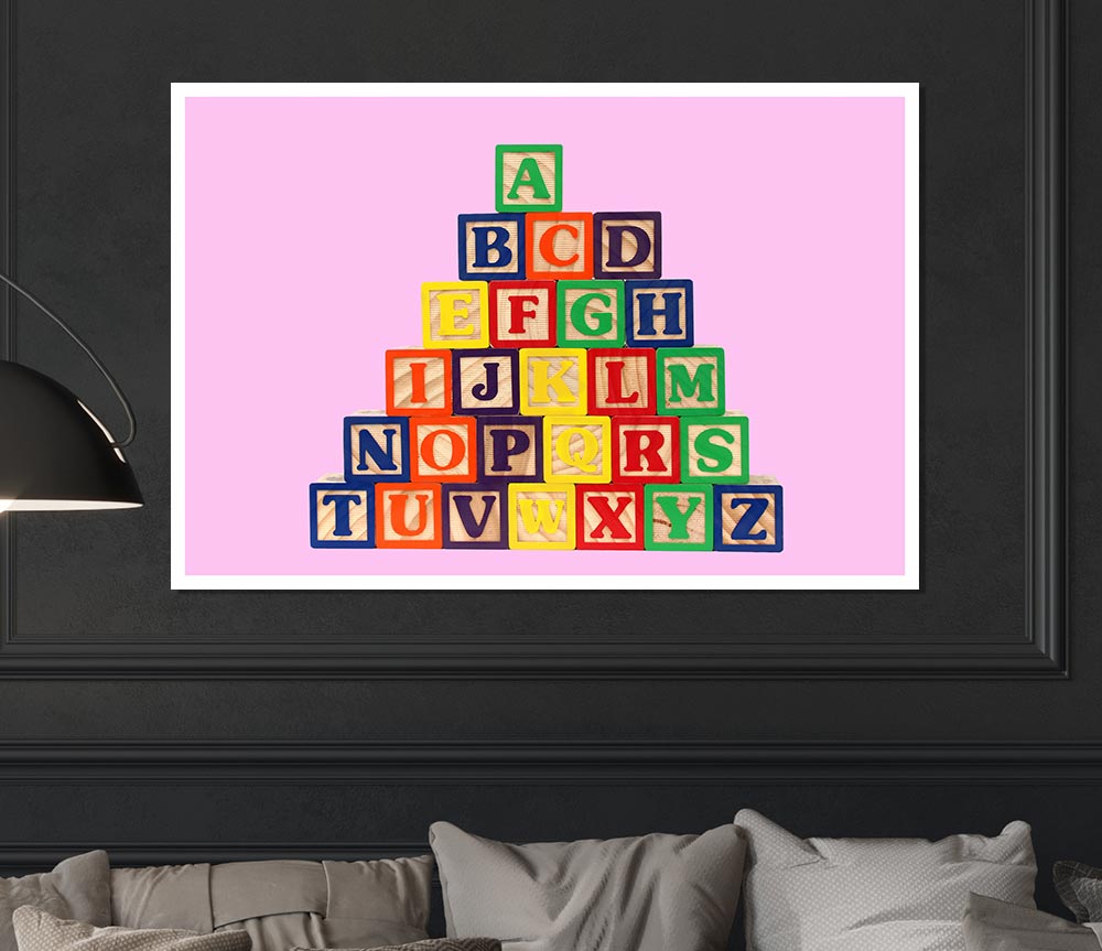 Alphabet Blocks Pink Print Poster Wall Art