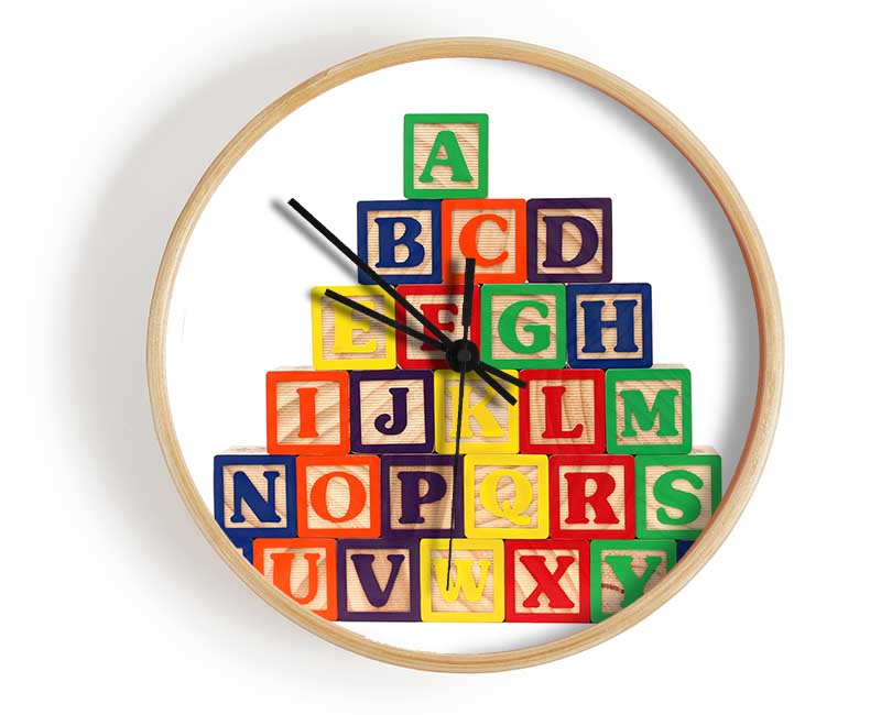 Alphabet Blocks White Clock - Wallart-Direct UK