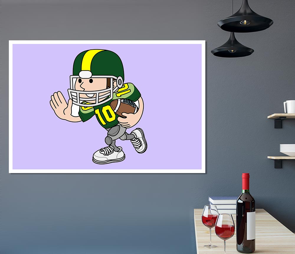 American Football Sport Player Lilac Print Poster Wall Art