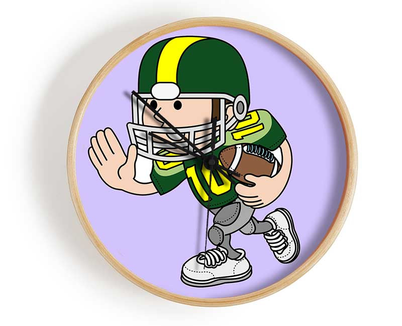 American Football Sport Player Lilac Clock - Wallart-Direct UK