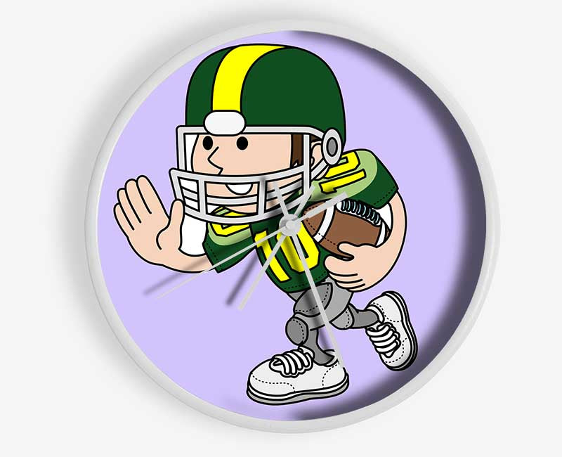 American Football Sport Player Lilac Clock - Wallart-Direct UK