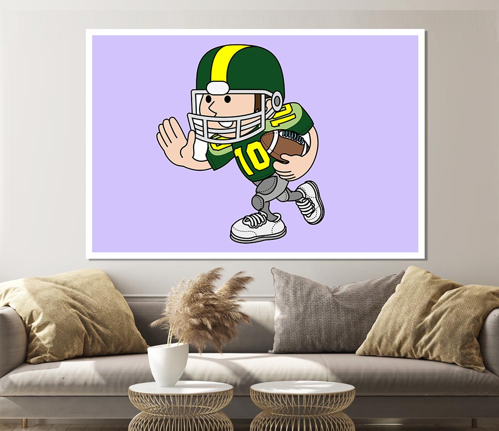 American Football Sport Player Lilac Print Poster Wall Art