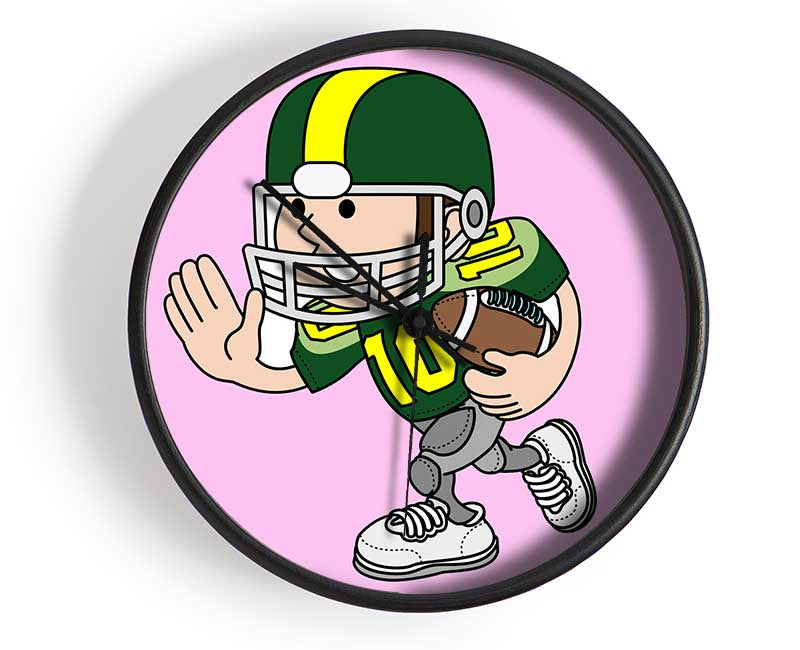 American Football Sport Player Pink Clock - Wallart-Direct UK