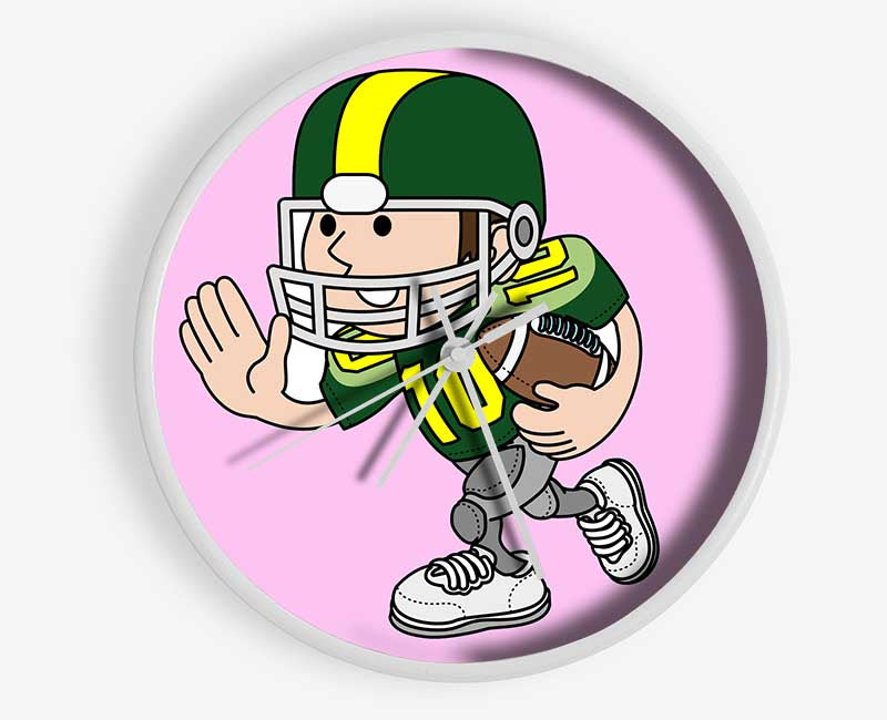 American Football Sport Player Pink Clock - Wallart-Direct UK