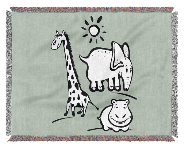 Animals Under The Sun Baby Blue Woven Blanket