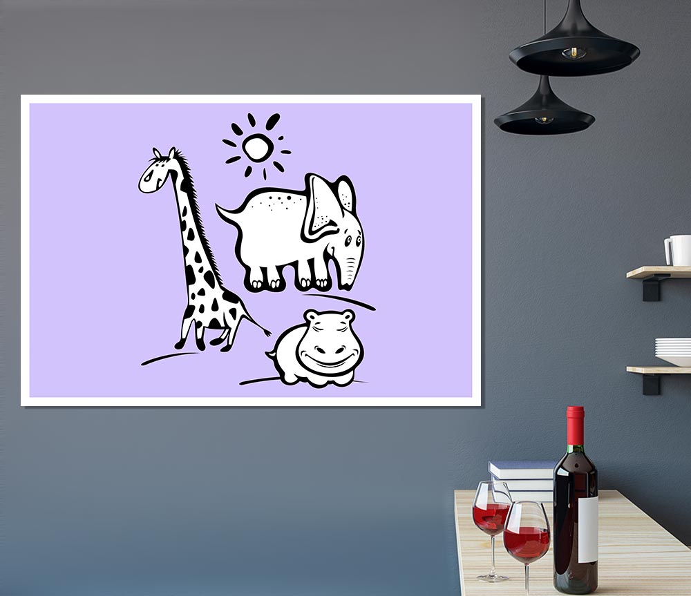 Animals Under The Sun Lilac Print Poster Wall Art