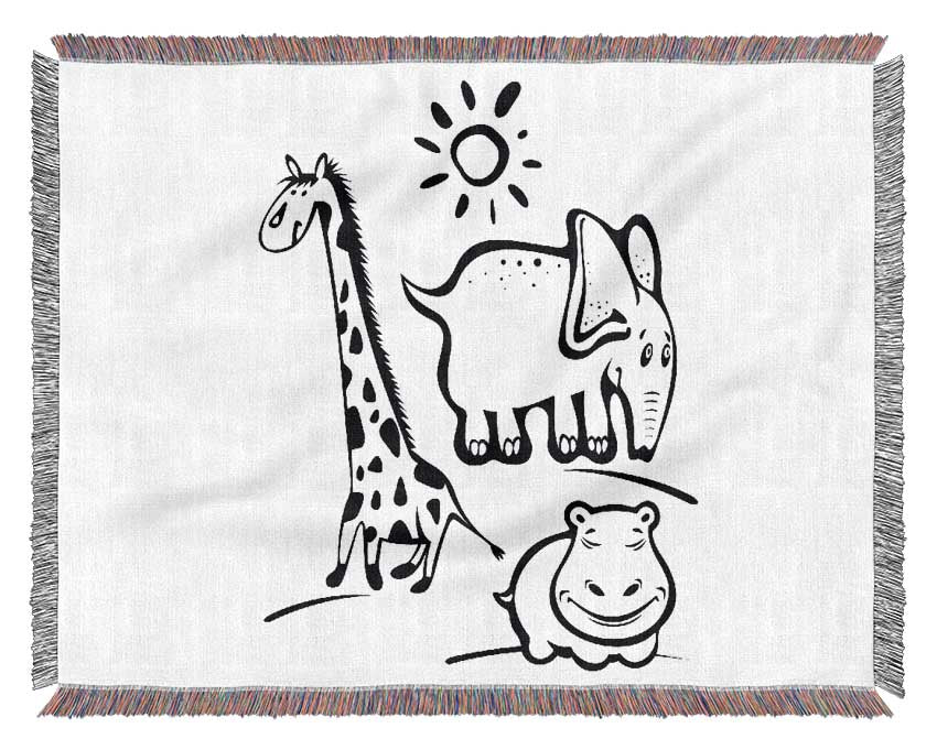 Animals Under The Sun Pink Woven Blanket