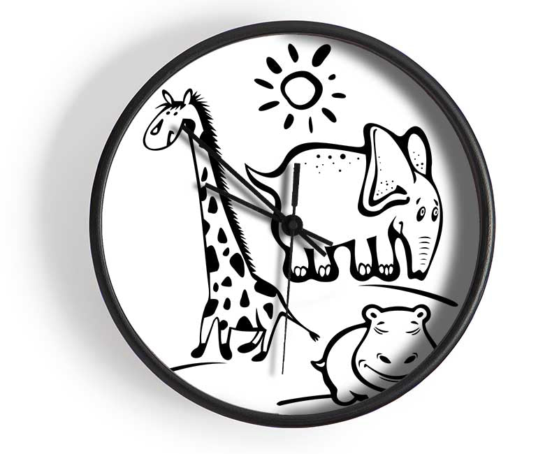 Animals Under The Sun White Clock - Wallart-Direct UK