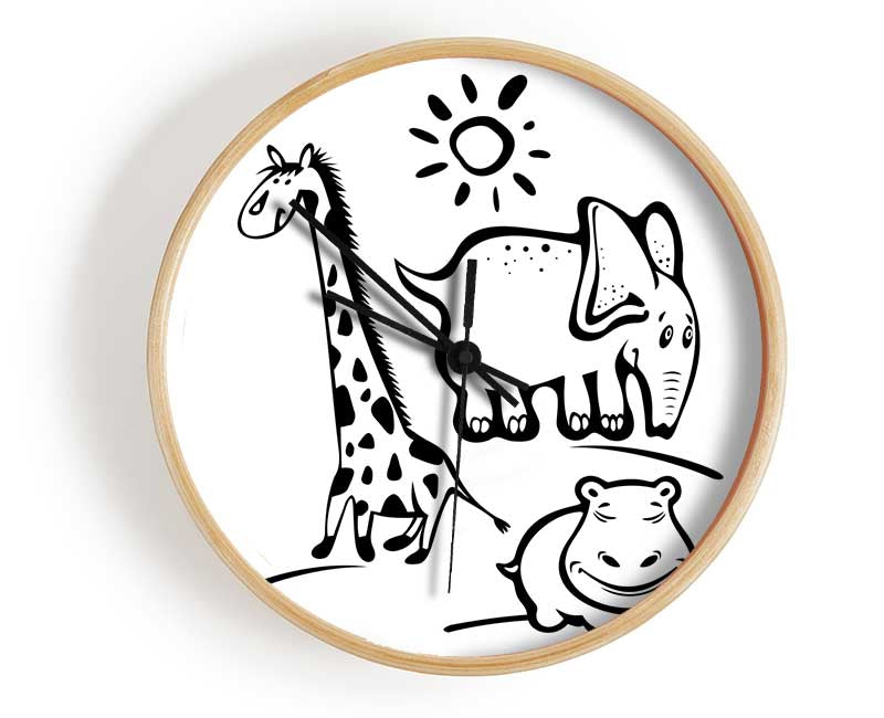 Animals Under The Sun White Clock - Wallart-Direct UK