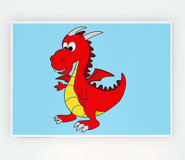 Big Dragon Baby Blue Print Poster Wall Art