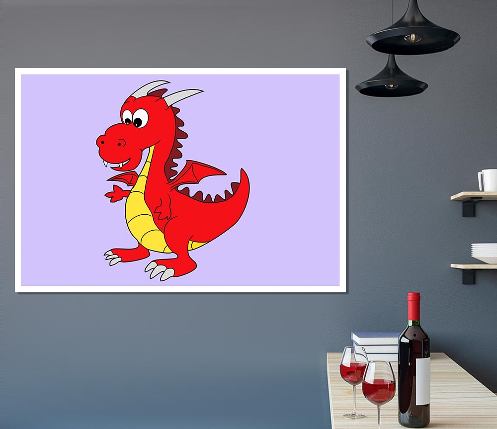 Big Dragon Lilac Print Poster Wall Art