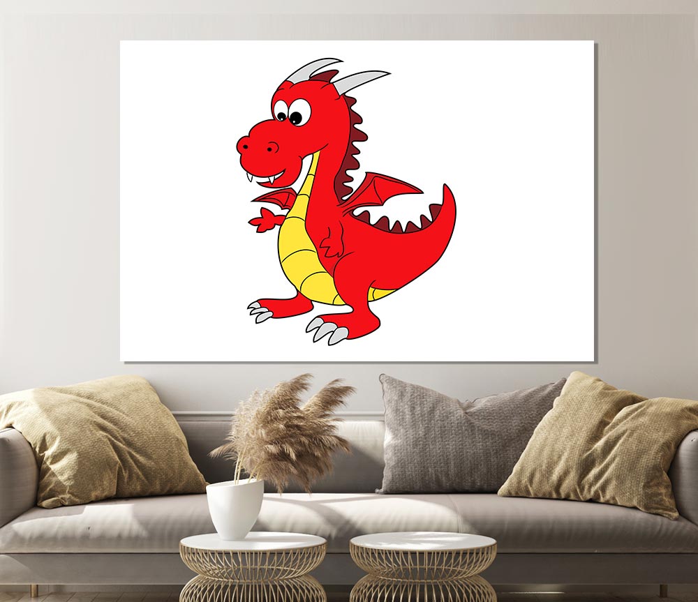 Big Dragon White Print Poster Wall Art