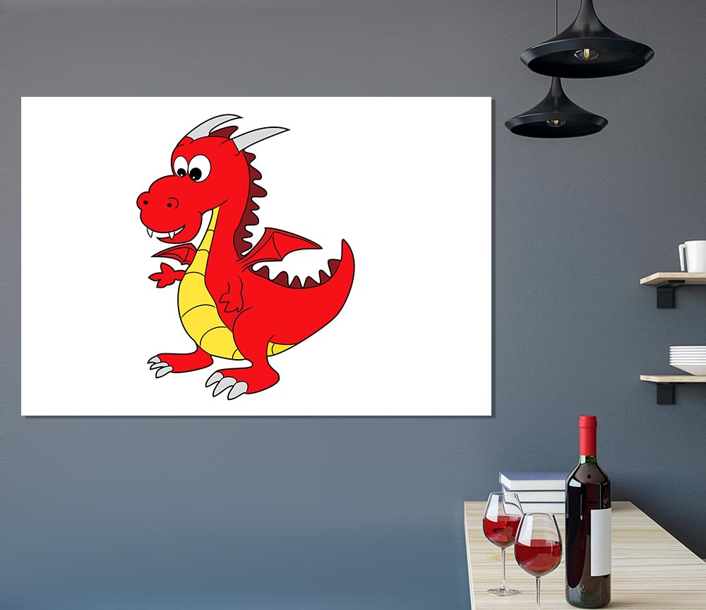 Big Dragon White Print Poster Wall Art