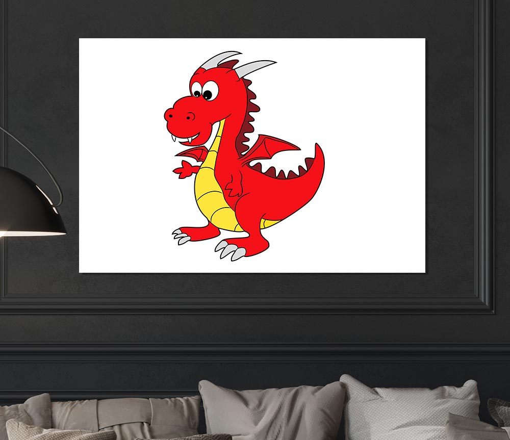 Big Dragon White Print Poster Wall Art