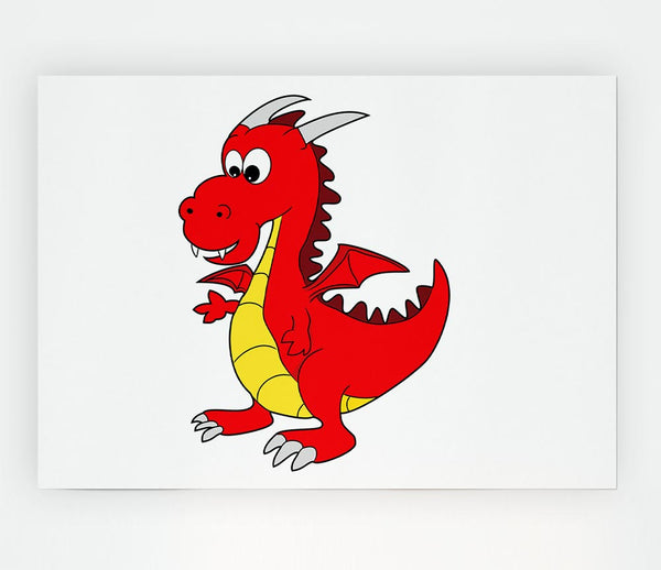 Big Dragon White Print Poster Wall Art