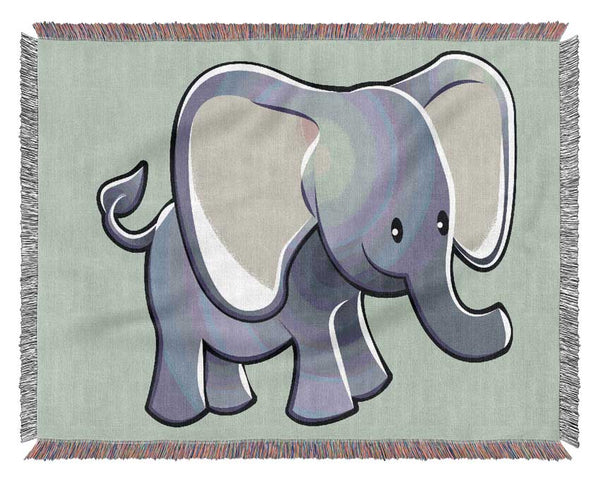 Big Eared Elephant Baby Blue Woven Blanket