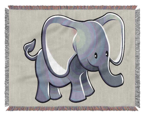 Big Eared Elephant Lilac Woven Blanket