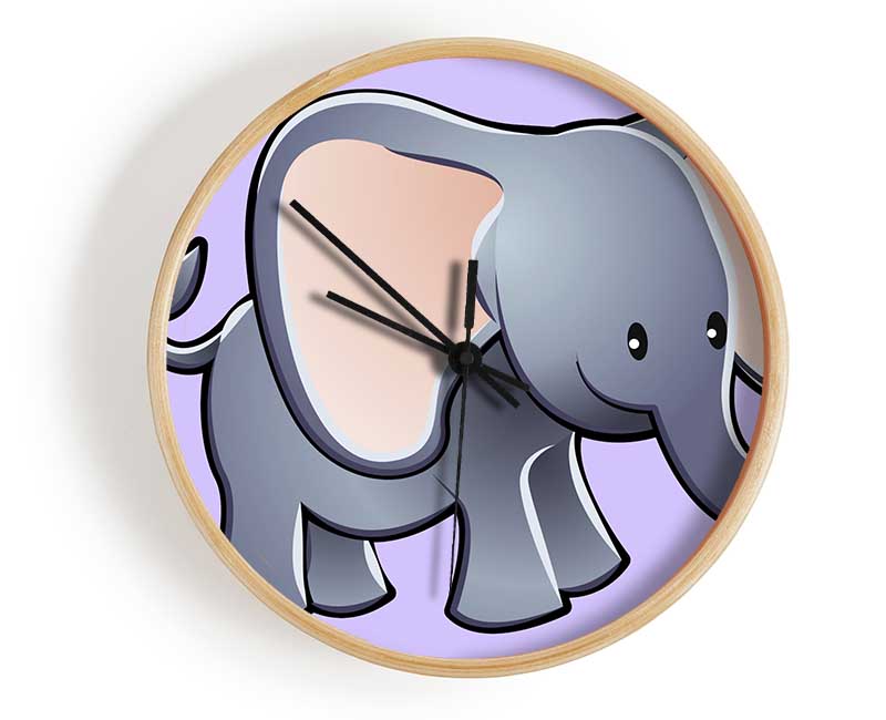 Big Eared Elephant Lilac Clock - Wallart-Direct UK