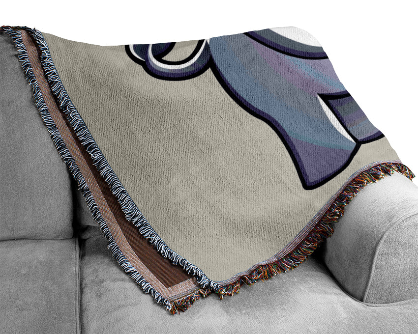 Big Eared Elephant Lilac Woven Blanket