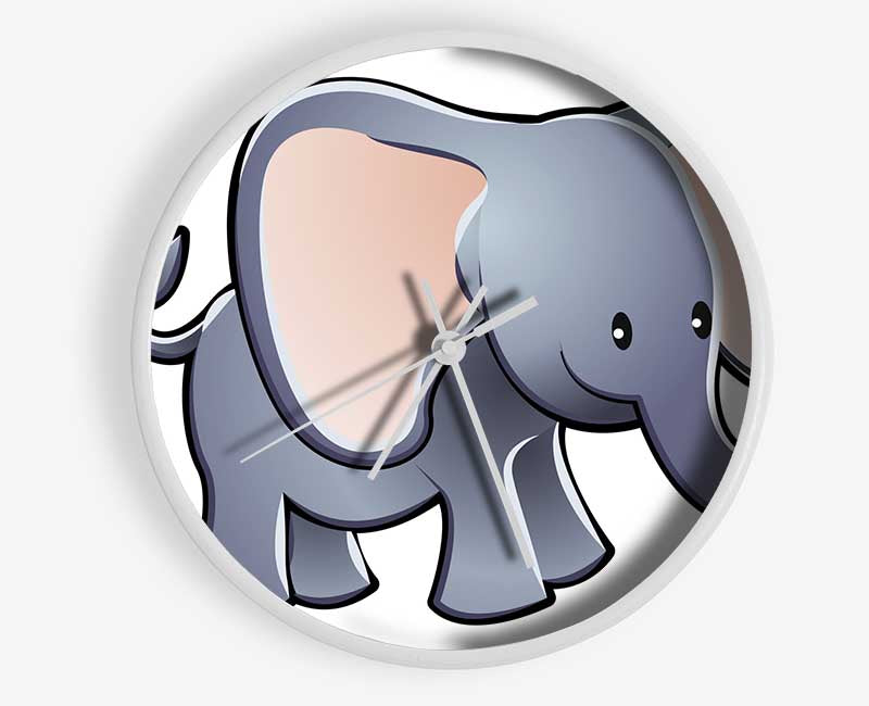 Big Eared Elephant White Clock - Wallart-Direct UK