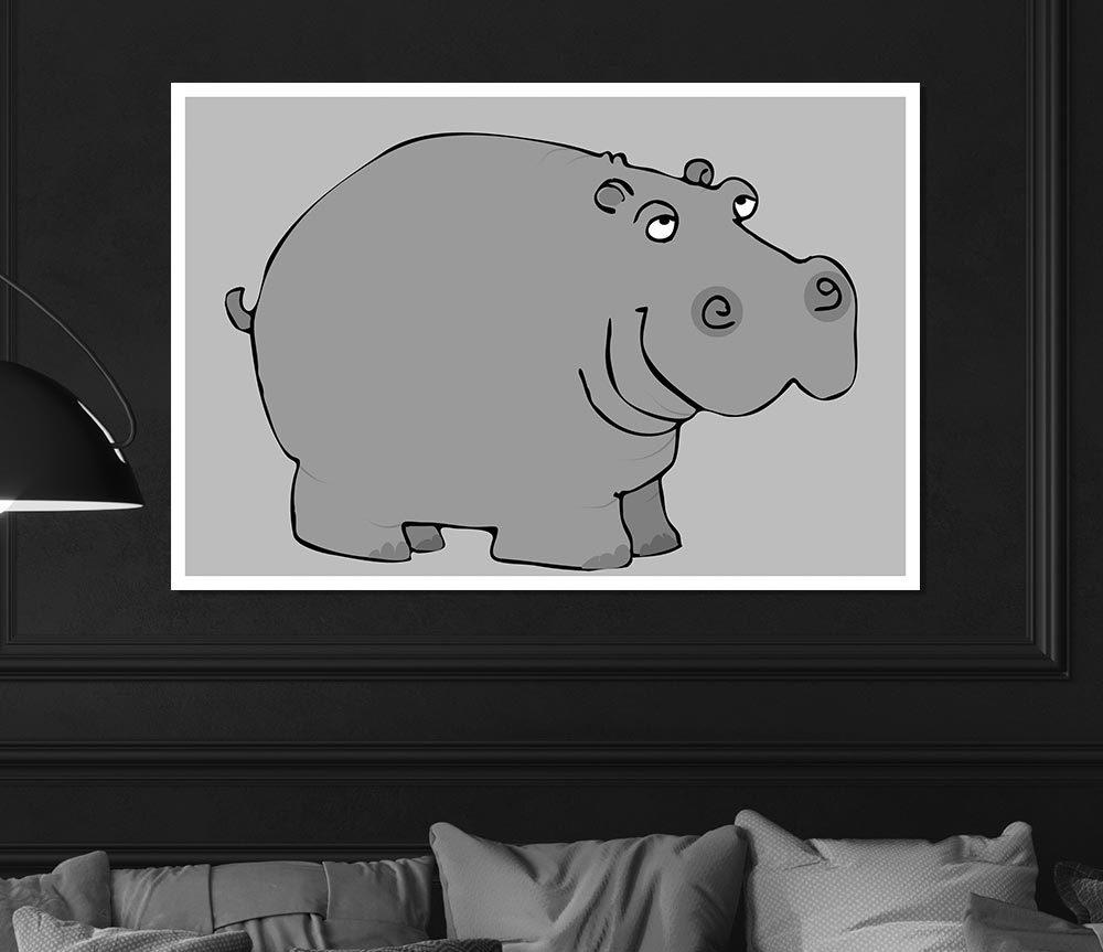 Big Fat Hippo Lilac Print Poster Wall Art